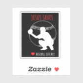 Jezus redt honkbalvanger grappige sportliefhebber sticker (Vel)