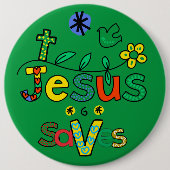 Jezus redt I Doodles I KellyGrn i 6x6 Button (Voorkant)