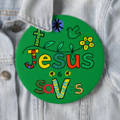 Jezus redt I Doodles I KellyGrn i 6x6 Button (In situ)