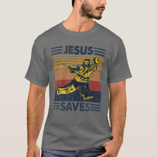 Jezus redt Ice Hockey Goalie Sport Religieuze Chri T-shirt