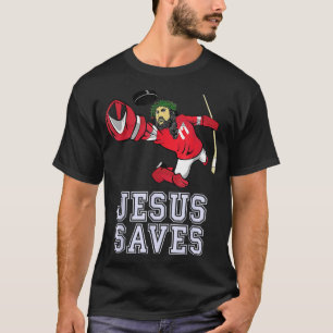 Jezus redt Ice Hockey Goalie Sport Religieuze Chri T-shirt