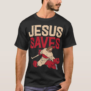 Jezus redt Ice Hockey Goalie Sport Religieuze Chri T-shirt