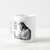 Jezus redt in de Cloud - Grappige Jezus Meme Koffiemok (Voorkant links)