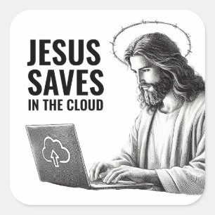 Jezus redt in de cloud - Grappige Jezus meme Vierkante Sticker