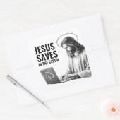Jezus redt in de cloud - Grappige Jezus meme Vierkante Sticker (Envelop)