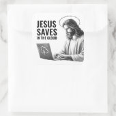 Jezus redt in de cloud - Grappige Jezus meme Vierkante Sticker (Tas)