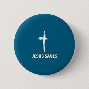 Jezus redt klein kruis enorm geloof 3 christus ronde button 5,7 cm