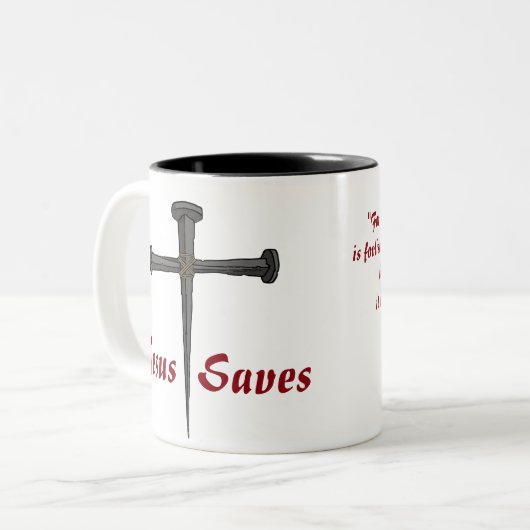 Jezus redt koffie Mok (Voorkant links)