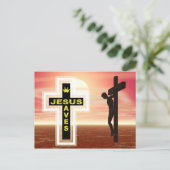Jezus redt kruisbeeld afbeelding briefkaart (Staand voorkant)
