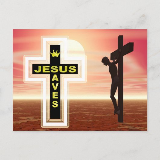 Jezus redt kruisbeeld afbeelding briefkaart (Voorkant)