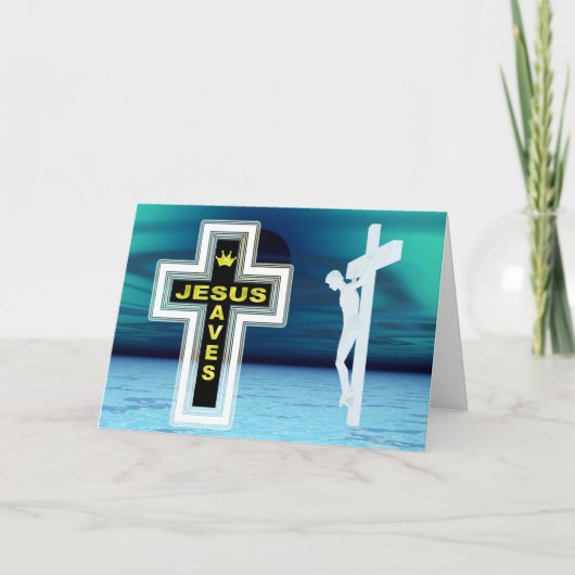 Jezus redt kruisbeeld afbeelding feestdagen kaart (Voorkant)