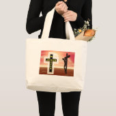 Jezus redt kruisbeeld afbeelding grote tote bag (Voorkant (product))