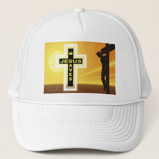 Jezus redt kruisbeeld trucker pet (Voorkant)