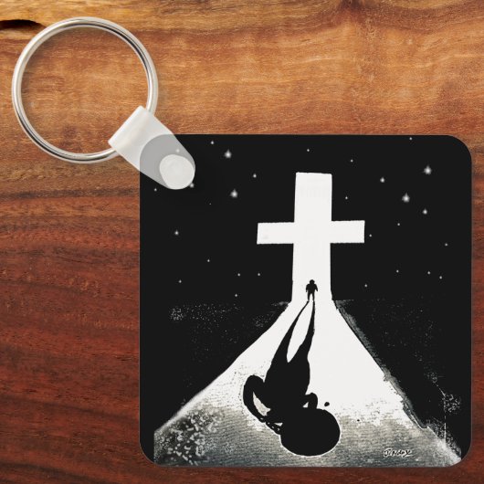 Jezus redt kruisbijbel vers Sleutelhanger (Voorkant)