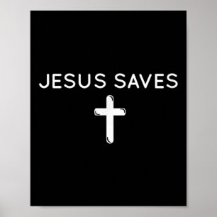 Jezus redt kruislings subtiel Christelijk geloof m Poster
