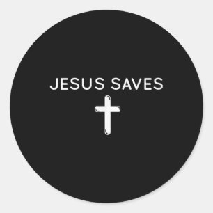 Jezus redt kruislings subtiel Christelijk geloof m Ronde Sticker