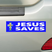 Jezus redt met Christelijk kruis Bumpersticker (Op auto)