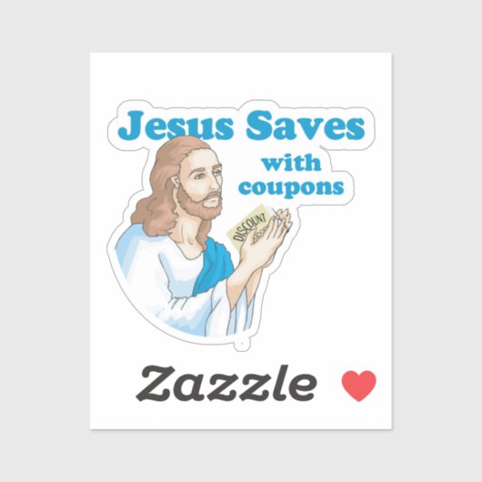 Jezus redt met coupons sticker (Vel)