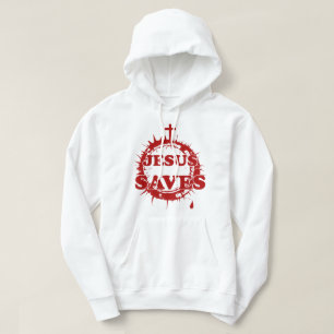Jezus redt met kruis en doornenkroon hoodie