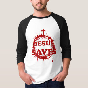 Jezus redt met kruis en doornenkroon t-shirt