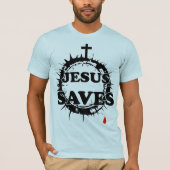 Jezus redt met kruis en doornenkroon t-shirt (Voorkant)
