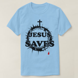 Jezus redt met kruis en doornenkroon t-shirt