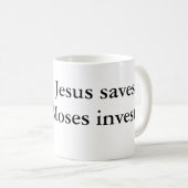 Jezus redt. Mozes investeert. Koffiemok (Voorkant rechts)