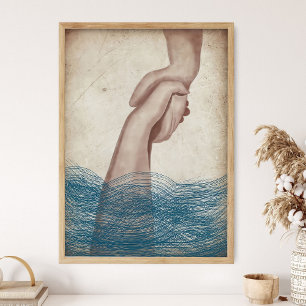 Jezus redt Peter _Schriftuur Muurkunst, Bijbelverh Poster