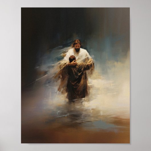 Jezus redt Petrus - Bijbelvers Digitale Print (Voorkant)