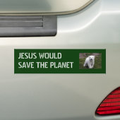 Jezus redt planeet bumpersticker (Op auto)