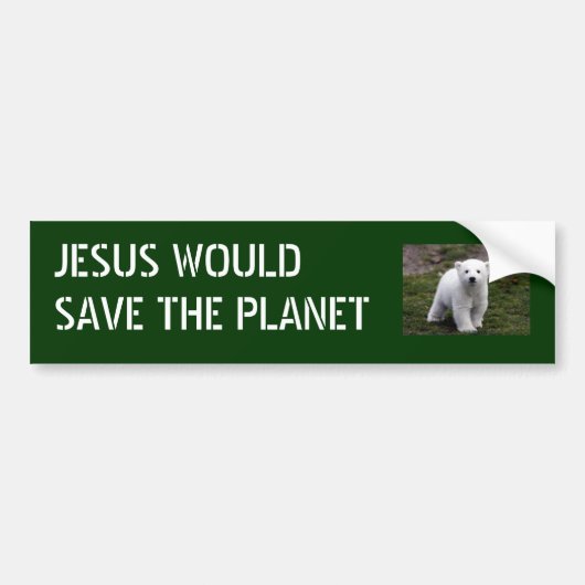 Jezus redt planeet bumpersticker (Voorkant)