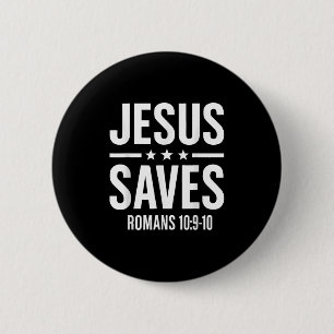 Jezus redt Romeinen Bijbelvers Gelovige Mannen Ronde Button 5,7 Cm