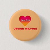Jezus redt! ronde button 3,2 cm (Voorkant)