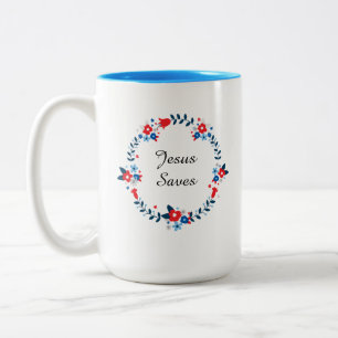 Jezus Redt Tweekleurige Koffiemok