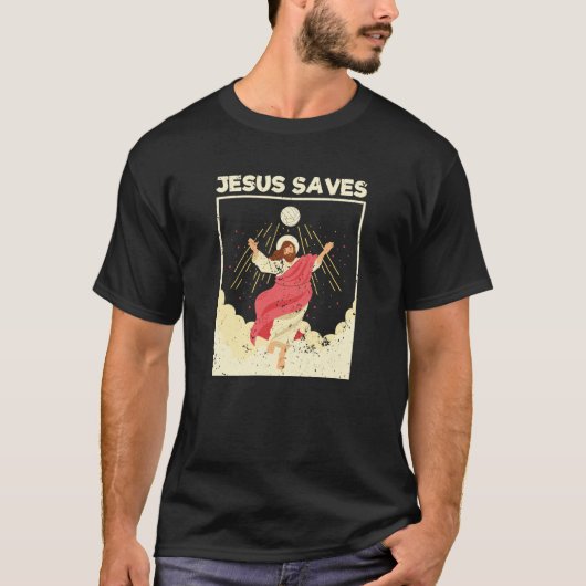 Jezus redt volleybalspeler Christus Bijbelvers T-shirt (Voorkant)