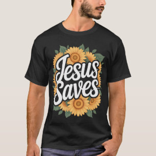 Jezus Redt Zonnebloem Subtiel Christelijk Religieu T-shirt