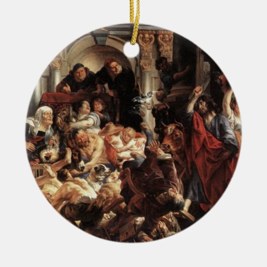 Jezus reed de geldwisselaars uit de tempel O Keramisch Ornament (Voorkant)