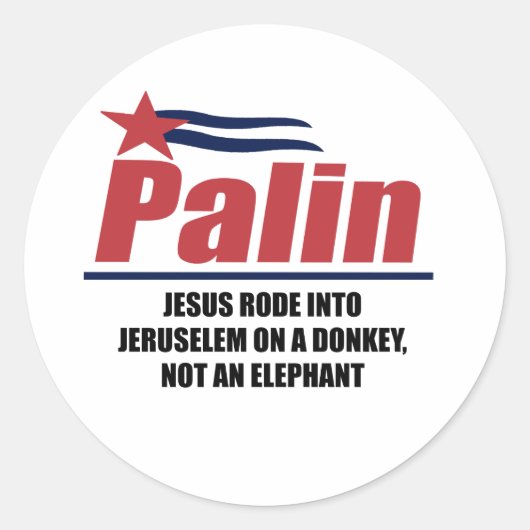 Jezus reed Jeruzalem binnen op een ezel Ronde Sticker (Voorkant)
