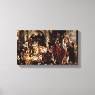 Jezus reed met geld wisselaars uit de tempel canvas afdruk