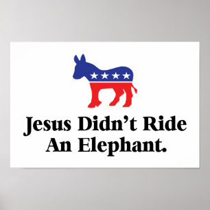Jezus reed niet op een olifant - Democratische Par Poster