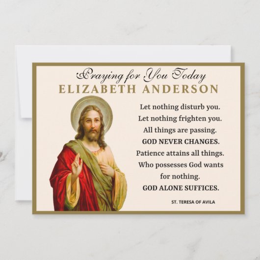 Jezus Religieuze St. Teresa van Avila Prayer Kaart (Voorkant)