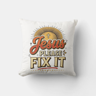 Jezus, repareer het alsjeblieft Vintage christelij Kussen