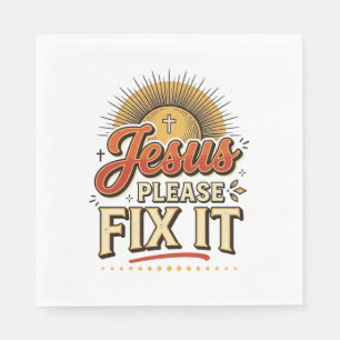 Jezus, repareer het alsjeblieft Vintage christelij Servet