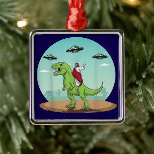 Jezus Rijden Een Dinosaurus Grappige Bigfoot UFO A Metalen Ornament