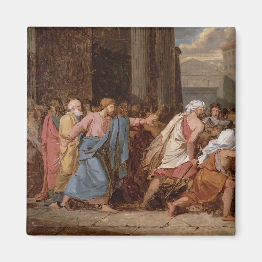 Jezus Rijdt de Merchants van de tempel Magneet (Voorkant)