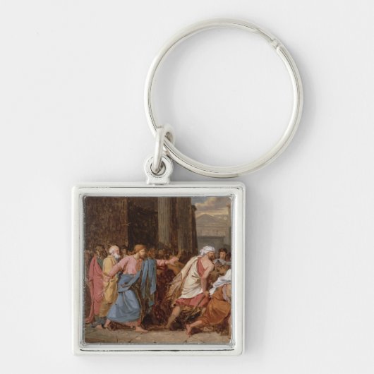 Jezus Rijdt de Merchants van de tempel Sleutelhanger (Voorkant)