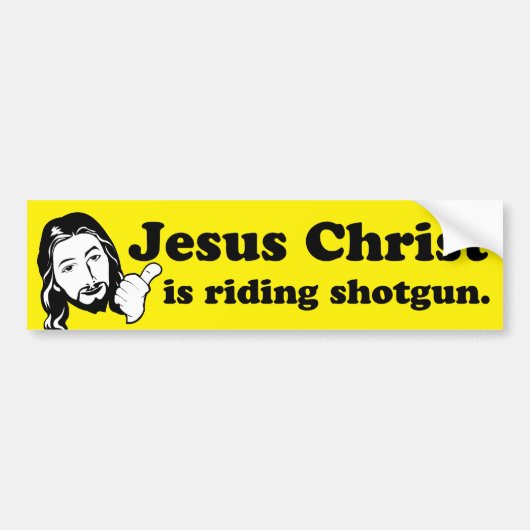 Jezus rijdt met een Bumpersticker (Voorkant)