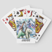 Jezus rijdt op een beer in de bergen pokerkaarten (Achterkant)