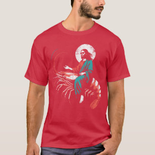 Jezus rijdt op een garnaal Funny christelijke garn T-shirt