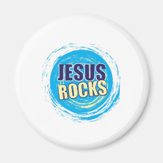 Jezus Rocks 7 Blauw & Geel Magneet